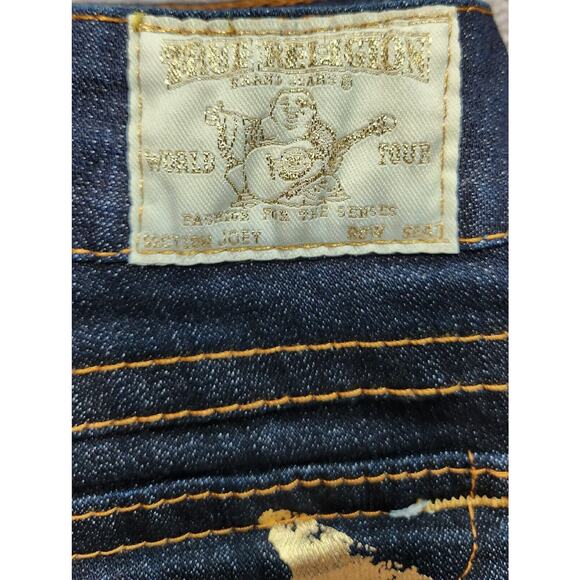 True Religion Joey Flare Jeans Twisted Leg Women's Size 28 NWOT Gold Foil Flap - Picture 5 of 6